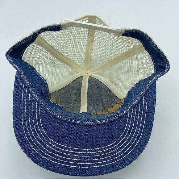 2 Vintage NBC Sports Patch Snapback Hat Trucker Mesh Cap USA K-Brand Denim/Navy - Picture 4 of 7